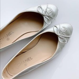 Chanel Silver Ballet Flats